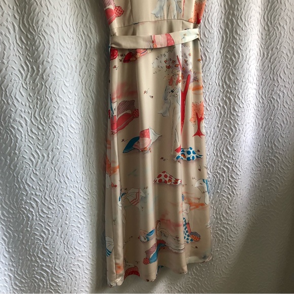 Aritzia Wilfred Champagne/Cornflower Shirt Dress Button-front Satin Midi Dress - Picture 5 of 16